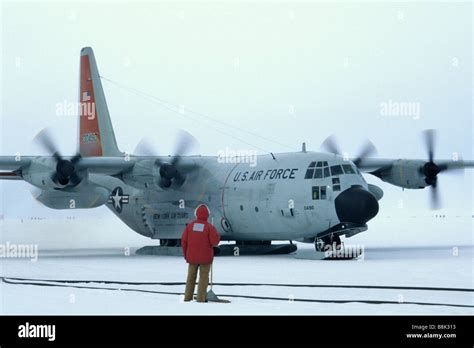 A C 130 Hercules Taxis On The Snow Packed Runway Of The Ross Ice Shelf