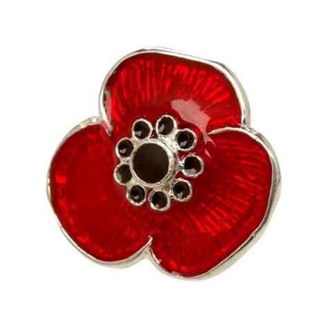 Sterling Silver Remembrance Poppy Pin Lest We Forget Uk