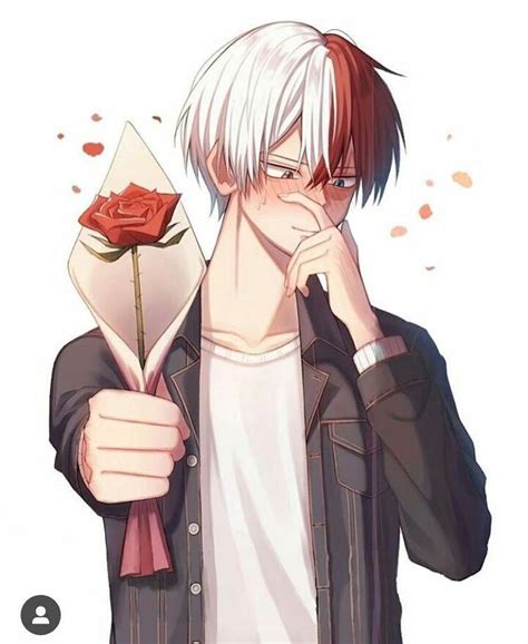 An Anime Character Holding A Rose In His Hand