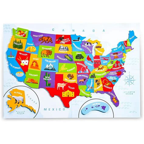United States Map Puzzle Toddler T Learning Puzzle Wooden Map