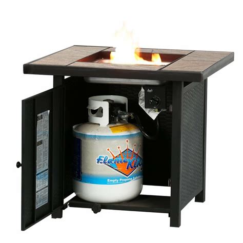 Premium Outdoor Propane Patio Heater Gas Fire Pit Blue Table Glass Morealis