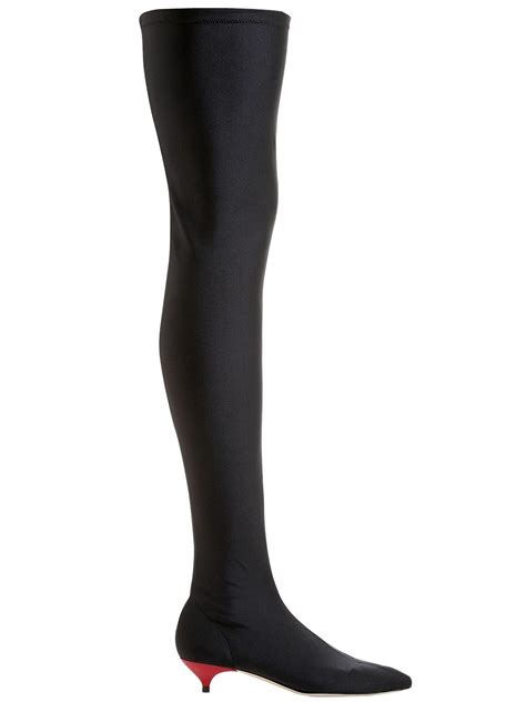 Gia Couture 35mm Stretch Knit Over The Knee Boots In Black Modesens