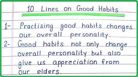 10 Lines Essay On Good Habits In English Good Habits 10 Points Few