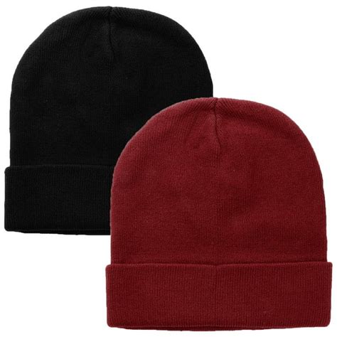 2 Pcs Set Men Women Knitted Beanie Hat Ski Cap Plain Solid Color Warm