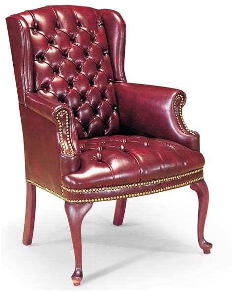 The Office Leader High Back Traditional Tufted Wing Back Leather Chair