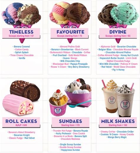 Baskin Robbins Ice Cream Menu Pixshark Com Images Ice Cream Menu Fast Food Menu