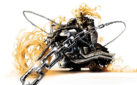 It's so fast that by the friction of the road, the tires burst into flames. Ghost Rider Marvel Skull Fire Chains Motorcycle White HD ...
