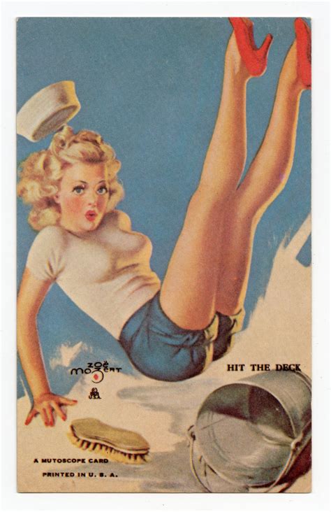 1940s Navy Pin Up Girl Hit The Deck Mutoscope Card Zoe Mozert