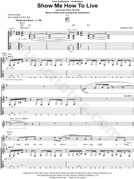 Audioslave Show Me How To Live Guitar Tab In E Minor Download