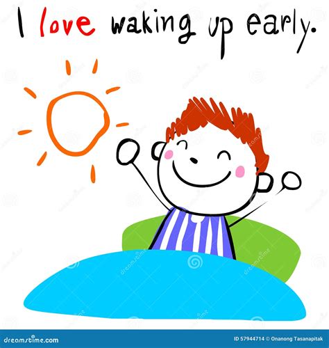 Boy Love Waking Up Early Illustration Stock Vector Illustration Of