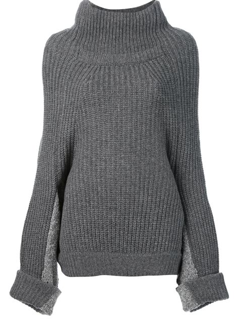 Lyst Toga Pulla Oversized Turtleneck Sweater In Gray