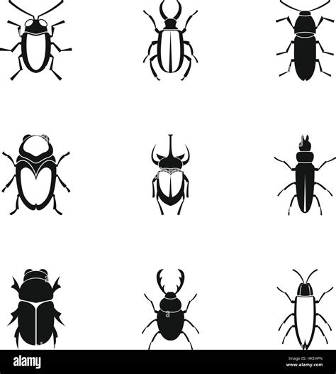 Insects Beetles Icons Set Simple Illustration Of 9 Insects Beetles Vector Icons For Web Stock