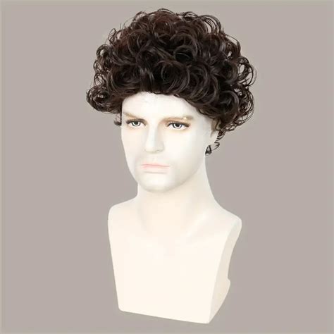 Brown Short Curly Hair Wigs For Men Fluffy Synthetic Hair Temu