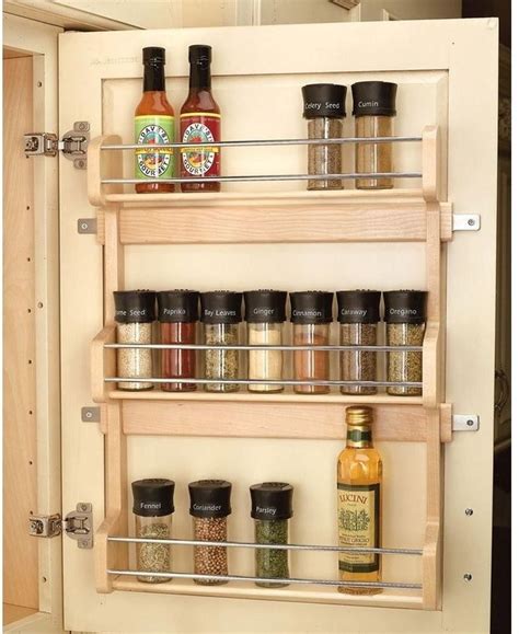 21 Pantry Door Mount Wood Spice Rack Kitchen Cabinet Shelf Storage