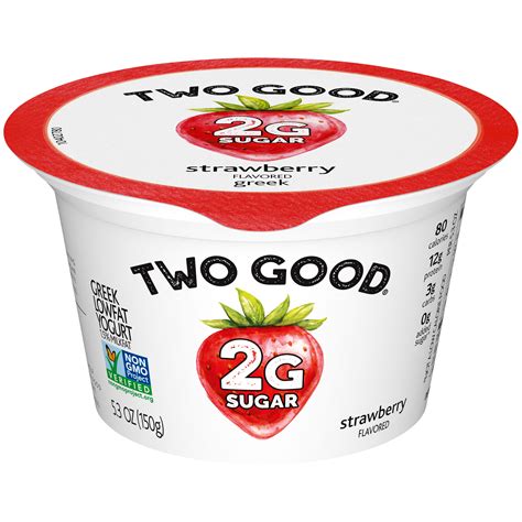 Two Good Lower Sugar Strawberry Flavored Low Fat Greek Yogurt Cultured