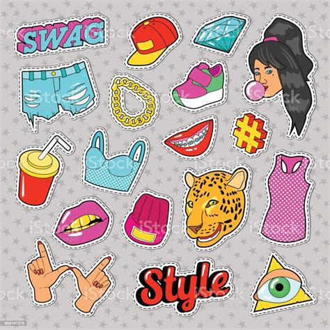 Swag Fashion Elements With Hands Lips Stock Illustration Download