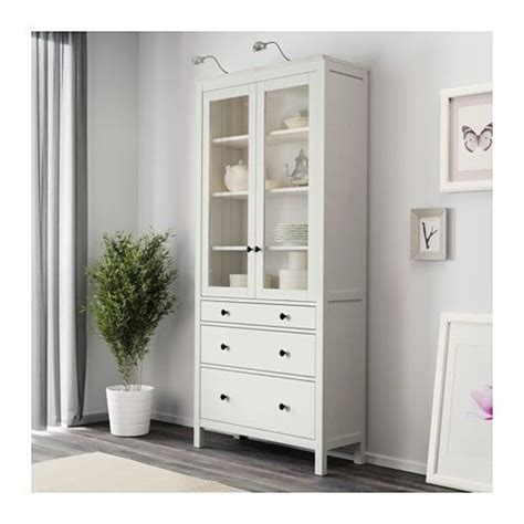 Hemnes Glass Door Cabinet With 3 Drawers White Stain Ikea Ikea