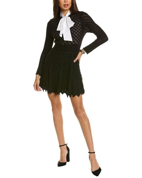 Alice Olivia Alice Olivia Gin Lace Silk And Wool Blend Mini Dress In Black Lyst
