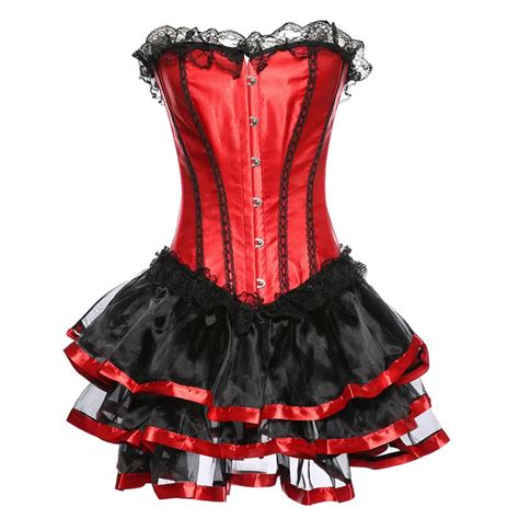 Red Black Victorian Lace Espartilhos Corset Corselet Dress Corsets And Bustiers Burlesque Tutu