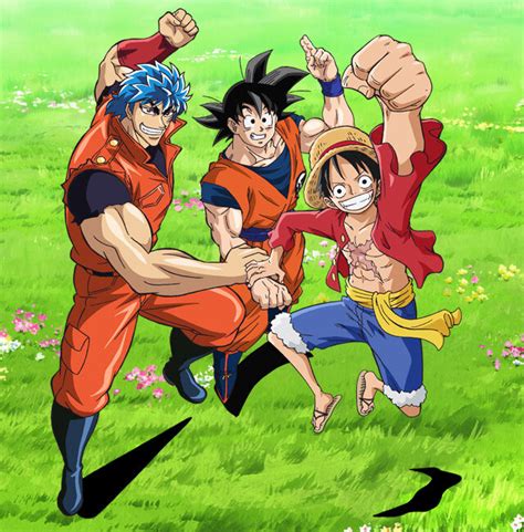 one piece dragon ball z and toriko crossover anime episode daily anime art