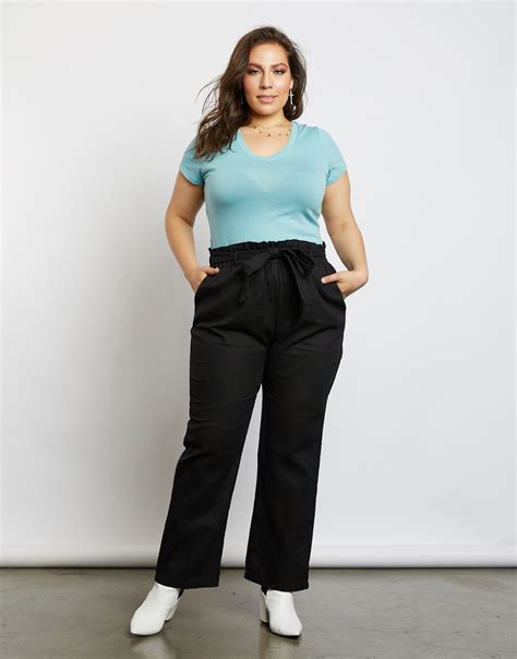 Plus Size Chloe High Waist Paper Bag Pants Plus Size Work Pants 2020ave