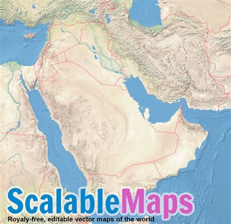 Scalablemaps Vector Map Of Middle East Shaded Relief Raster