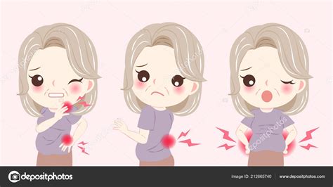 Woman Menopause Problem Feel Pain Pink Background Stock Vector Image By