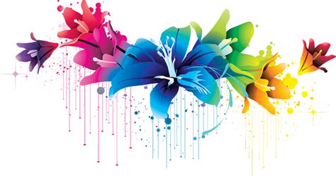 Colorful Flowers Paints Png And Transparent Background Clipart Image