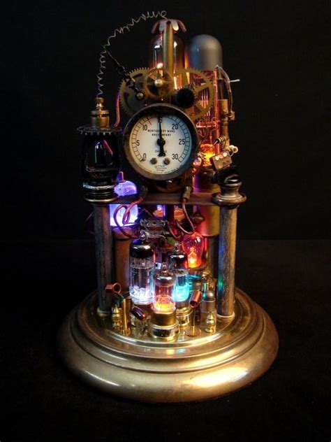 Upcycled Steampunk Lamp Illuminated Assemblage By Benclifdesigns Décor