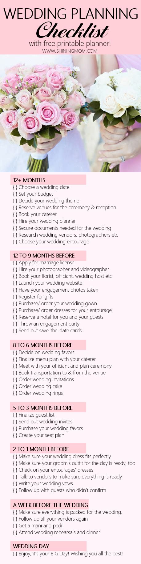 Free Printable Wedding Planner With Wedding Checklist