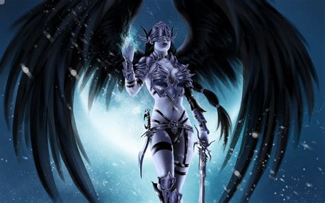 Wallpaper Illustration Fantasy Art Anime Girls Wings Angel Weapon Sword Demon Wing