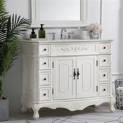 Elegant Decor Danville 42 Single Marble Top Bathroom Vanity In Antique