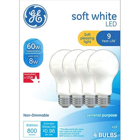 Ge 60 Watt Led Soft White Light Bulbs 4pk