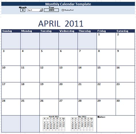 Download Free Software Vertex42 Monthly Calendar Template Kingblogs