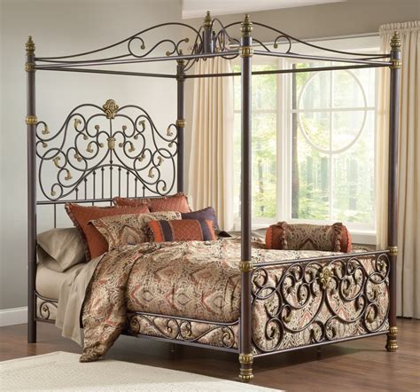Enjoy The Romantic Bedroom With An Iron Canopy Bed Frame Homesfeed