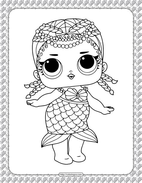 Coloring lol surprise dolls is an application that will help your child learn how to color or paint coloring games by choosing the correct colors and it will help the child to become attentive, intelligent and learn to make the right decisions lol surprise dolls coloring pages. Printable LOL Doll Merbaby Coloring Page