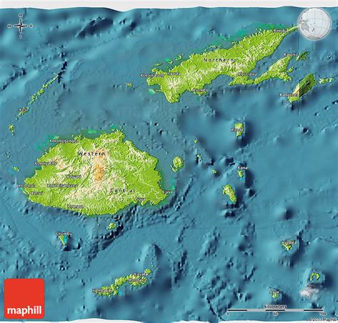 Physical 3d Map Of Fiji Satellite Outside