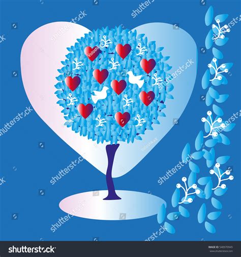 Heart Tree Love Doves Birds St Stock Vector Royalty Free 540970945