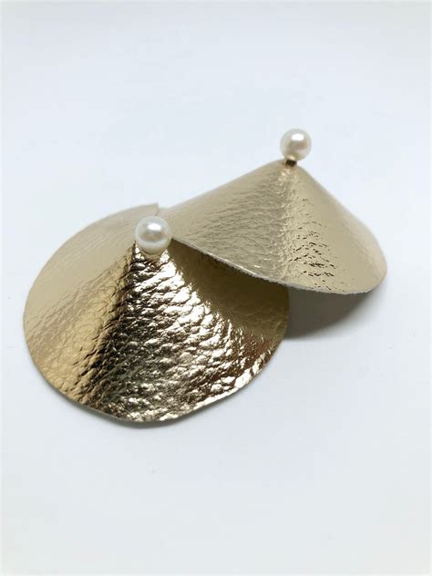 Gold Faux Leather Burlesque Pasties Nipple Covers With Pearl Etsy Ireland