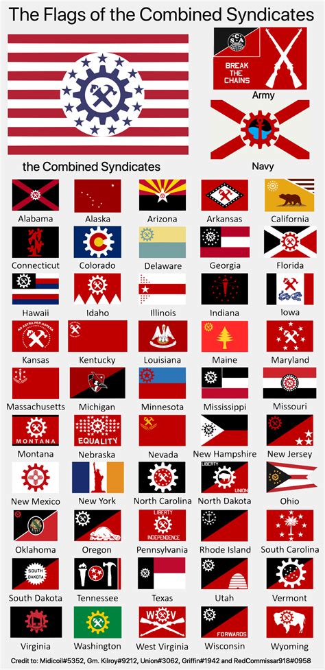 Some Of The Syndicalist American States Flag Designs From Our Discord