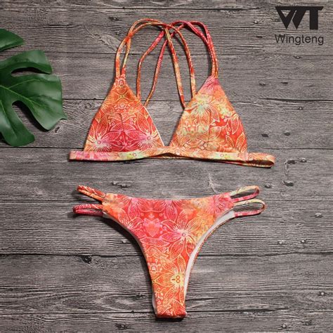 2018 Brazilian Bikini Set Floral Swimwear Female Push Up Bikinis Thong