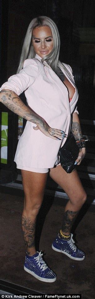 Jemma Lucy Flaunts Her Cleavage In Nothing But A Plunging Pale Pink Blazer In Manchester Daily