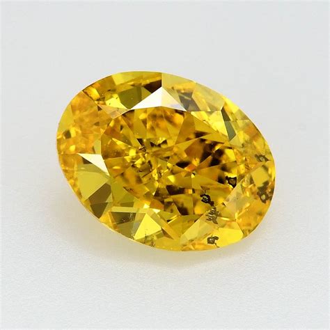 091 Carat Fancy Vivid Yellow Diamond Oval Shape Si2 Clarity Gia