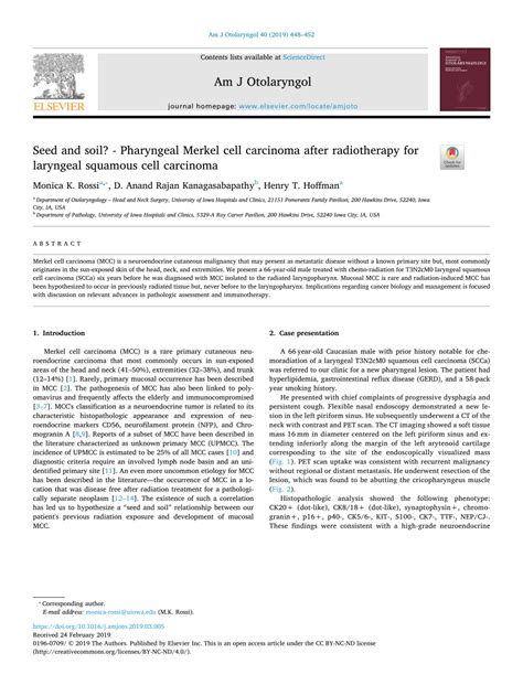 Pdf Seed And Soil Pharyngeal Merkel Cell Carcinoma After