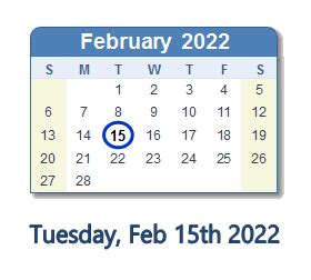 Scroll down to view the national list or choose your state s calendar. February 15, 2022 Calendar with Holidays & Count Down - USA