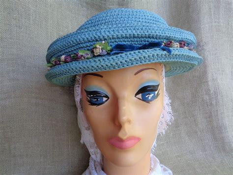 Reserved For Jane M Vintage Hat Aqua Blue With Millinery Etsy Hats