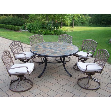 Oakland Living Stone Art Deluxe Patio Dining Set Seats 6