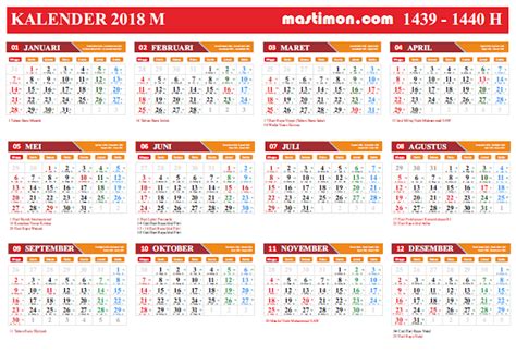 Download Gratis Kalender 2018 Vektor Lengkap Tanggal Hijriyah Dan Jawa