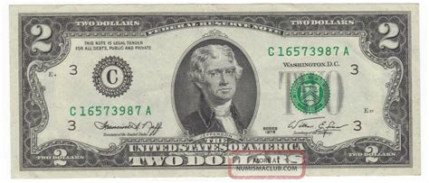 Crisp 2 Bill 1976 Bicentennial C16573987a Two Dollar Note Bank Of