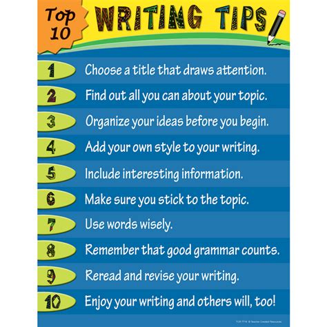 Top 10 Writing Tips Chart Tcr7716 Teacher Created Resources